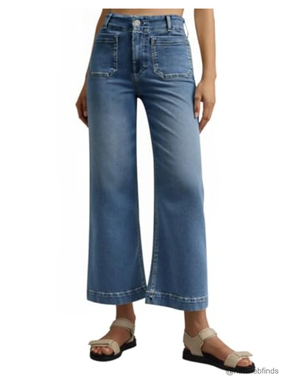 High Waist Wide Leg Cropped Jeans for Women - Baggy Denim Pants